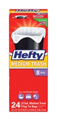 Hefty 8 Gal Trash Bags- Flap Tie- 24PK 